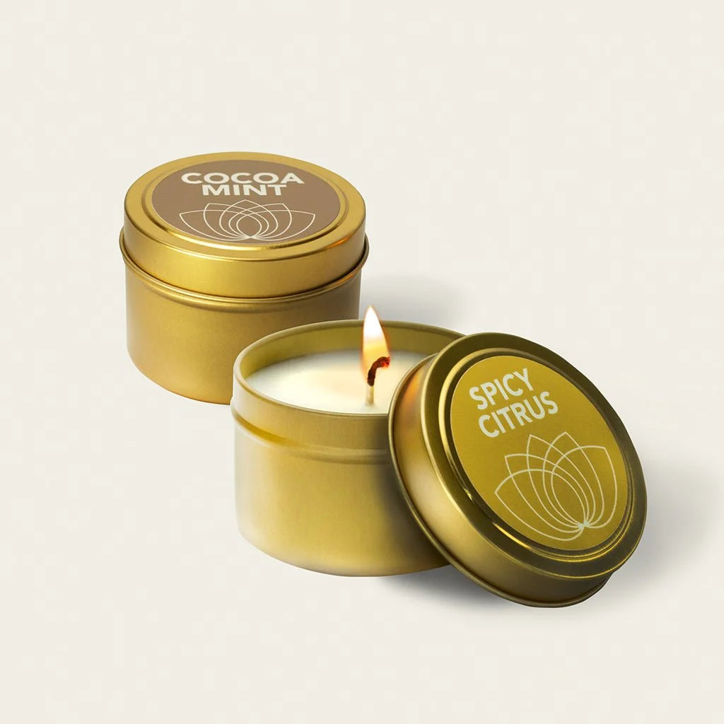 Spicy Citrus + Cocoa Mint Massage Candle 4 oz Duo